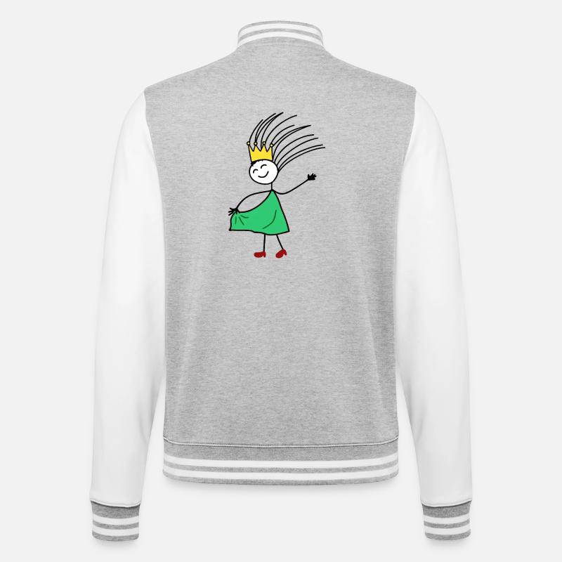 Crowned Joy: Minimal Princess Sketch - College Sweat Jacket - heather grey/white