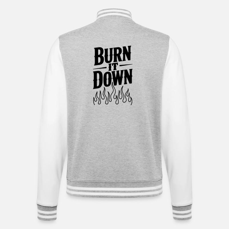 Burn it Down - College Sweat Jacket - heather grey/white