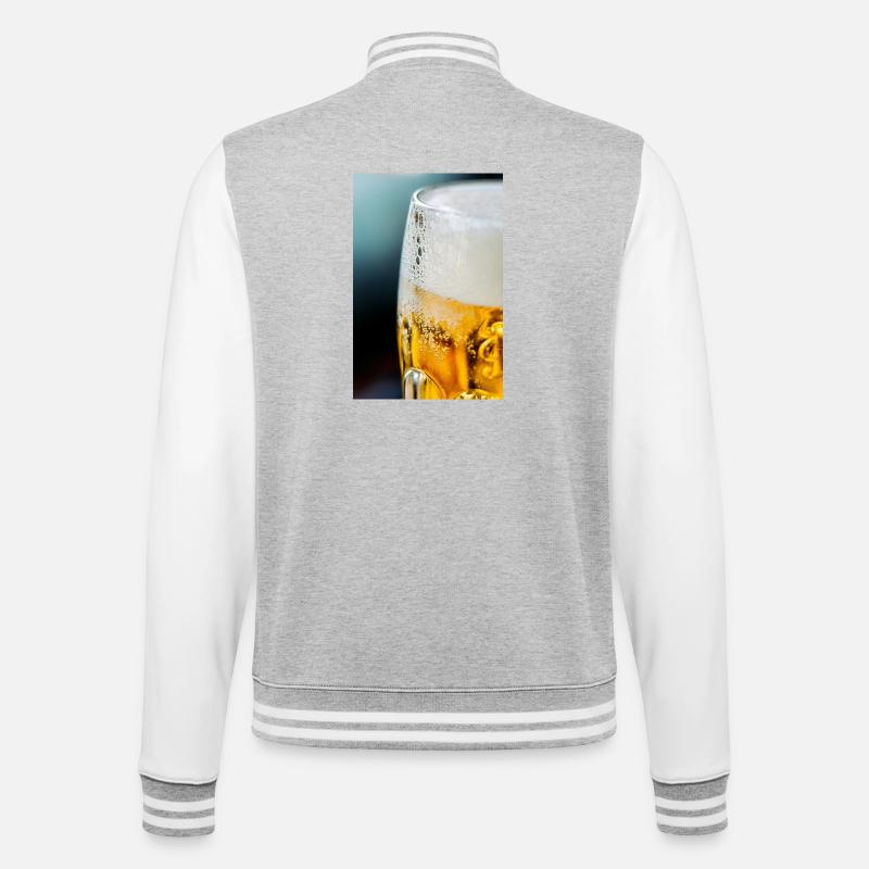 Light Gold Beer Glass Pattern - College Sweat Jacket - heather grey/white