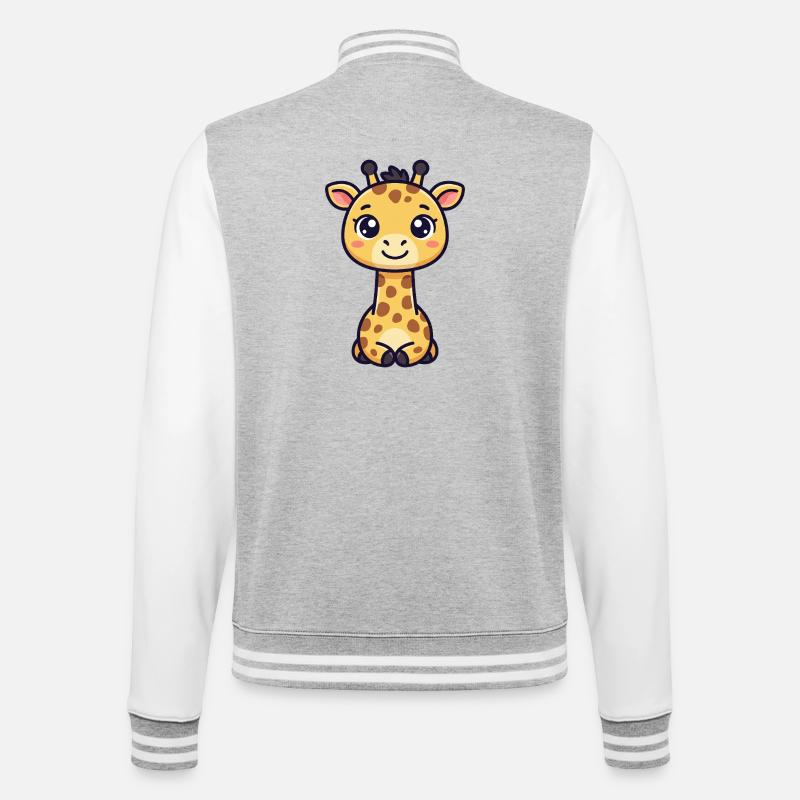 Girafe Chibi - Veste Teddy - gris chiné / blanc