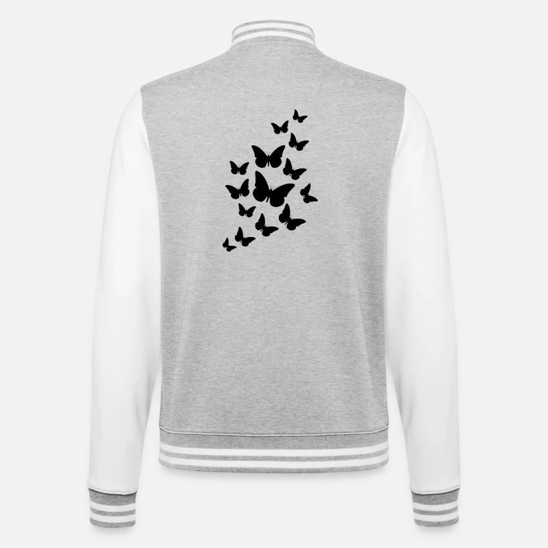 Flatternde Schmetterlinge - College-Sweatjacke - Grau meliert/Weiß