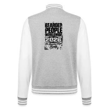 Bearded People Worldwide 2026 - College-Sweatjacke - Grau meliert/Weiß - Hinten - Marisol (170cm)