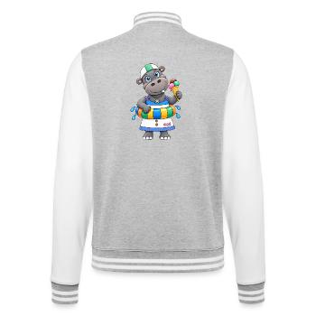 Nilpferd Sommer Lustiges Hippo - College-Sweatjacke - Grau meliert/Weiß - Hinten - Marisol (170cm)