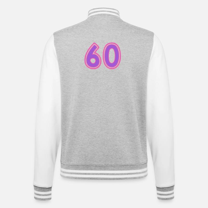 60 - College-Sweatjacke - Grau meliert/Weiß