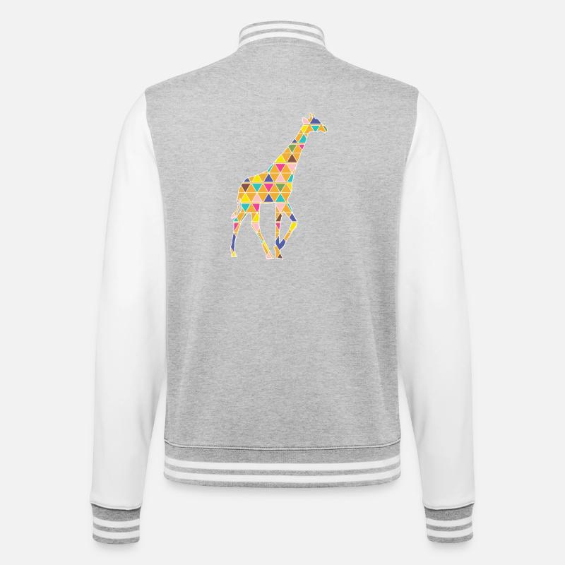 grafische Giraffe - College-Sweatjacke - Grau meliert/Weiß