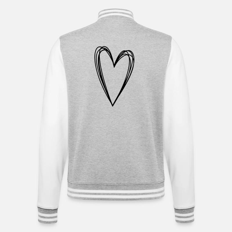 Heart scribble doodle scribble icon love - College Sweat Jacket - heather grey/white