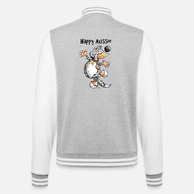 Arian der Australian Shepherd - College-Sweatjacke - Grau meliert/Weiß