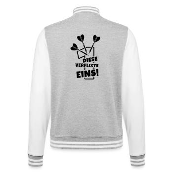 dartpfeile dartsport humor - College-Sweatjacke - Grau meliert/Weiß - Hinten - Marisol (170cm)