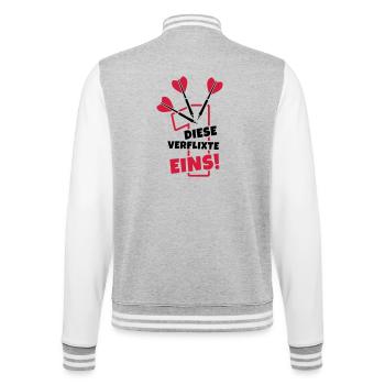 dart humor dartpfeile - College-Sweatjacke - Grau meliert/Weiß - Hinten - Marisol (170cm)