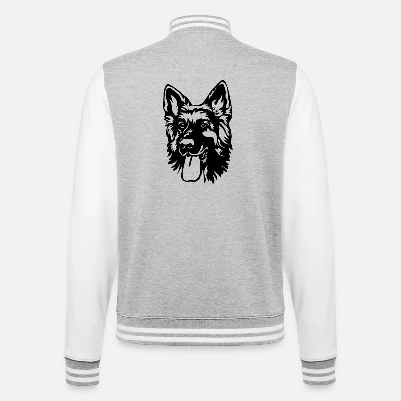 Deutscher Schäferhund Kopf - College-Sweatjacke - Grau meliert/Weiß