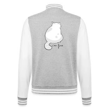 Rückansicht Flauschige Katzensilhouette - College-Sweatjacke - Grau meliert/Weiß - Hinten - Marisol (170cm)