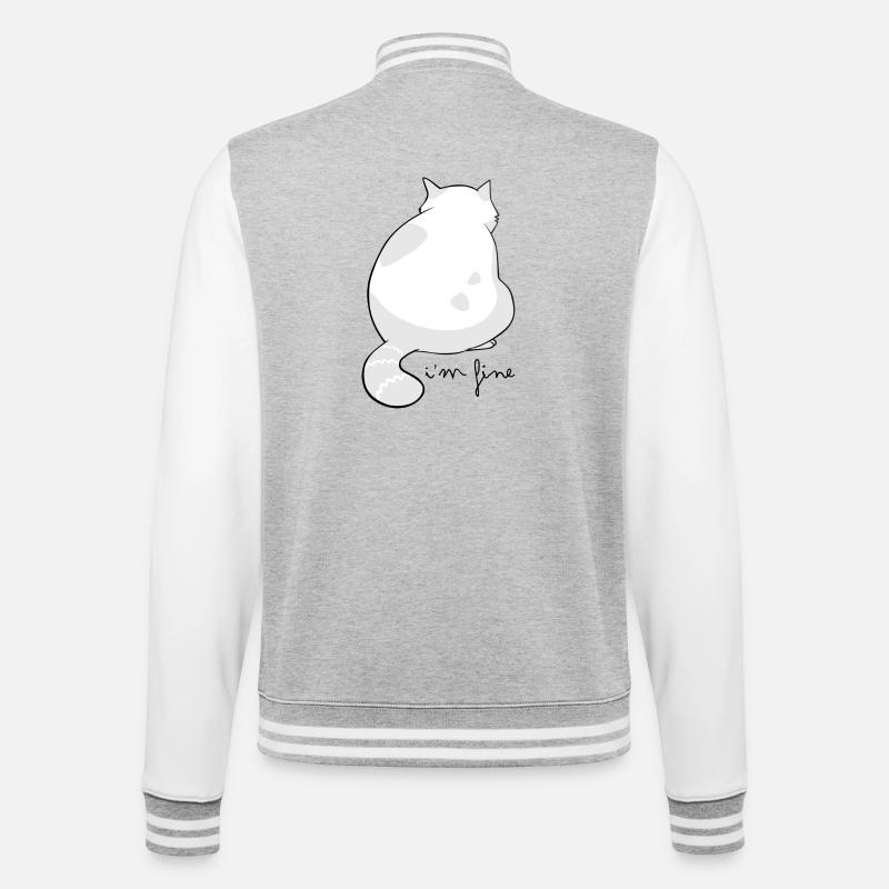 Backview Fluffy Cat Silhouette - College Sweat Jacket - heather grey/white