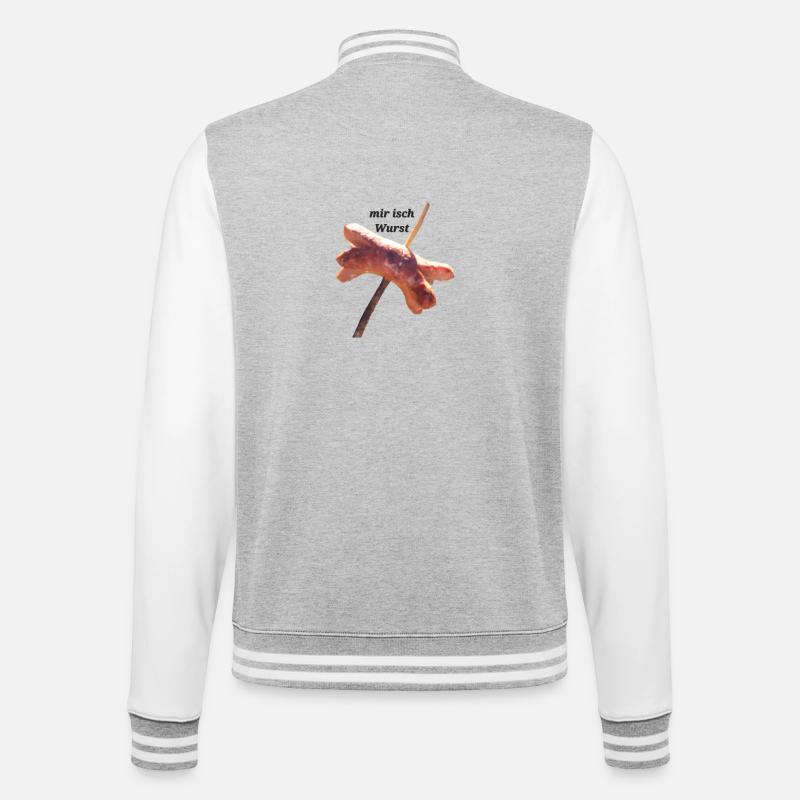Mir isch Wurst - College-Sweatjacke - Grau meliert/Weiß