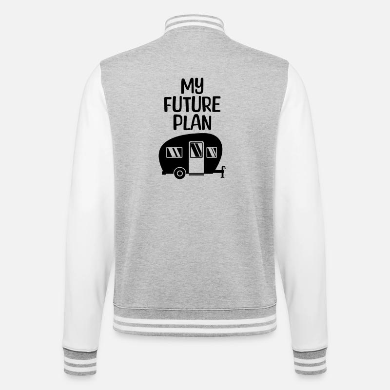 Wohnwagen Statement Camping Wanderer Chillen - College-Sweatjacke - Grau meliert/Weiß