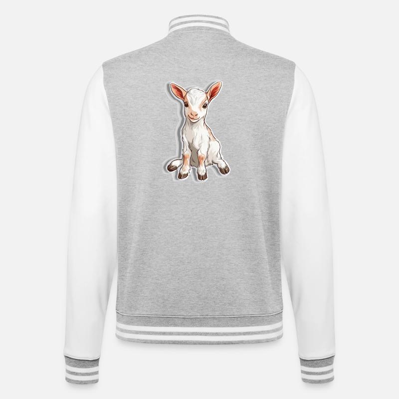Ziege - College-Sweatjacke - Grau meliert/Weiß