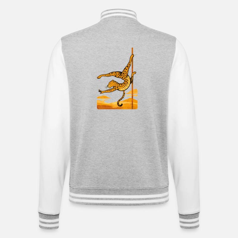 Pole Dance Leopardin Poledancerin Geschenk - College-Sweatjacke - Grau meliert/Weiß
