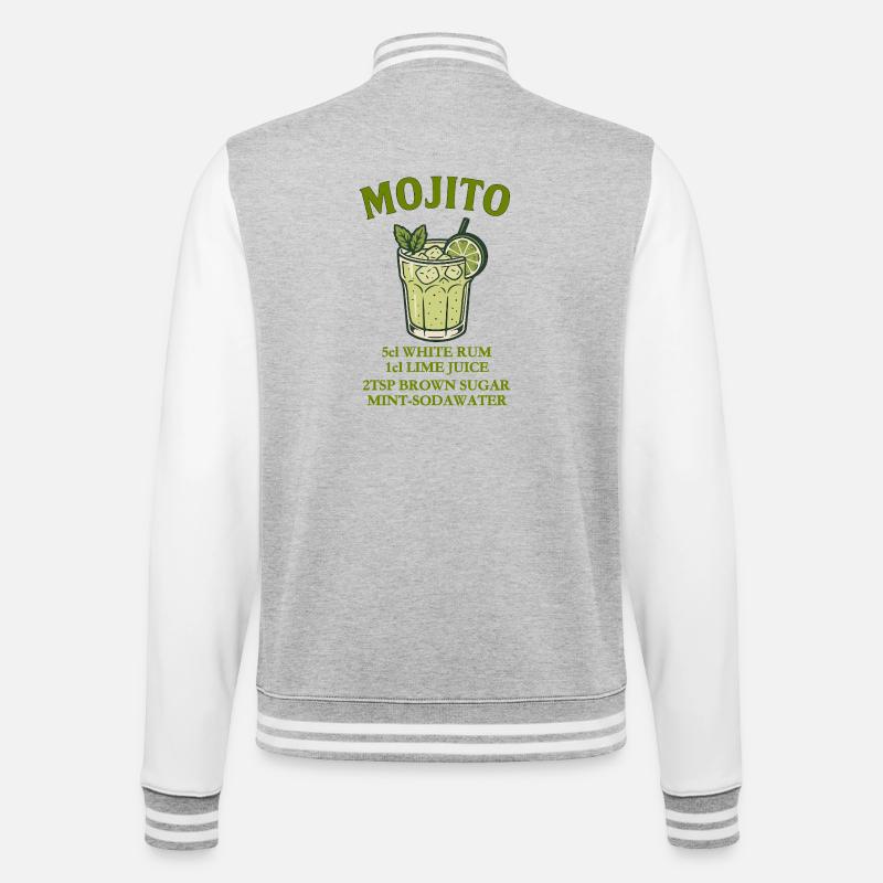 Mojito Design mit Limette und Minze - College-Sweatjacke - Grau meliert/Weiß