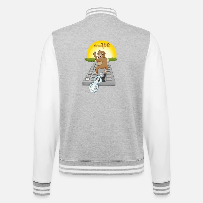 Humorous monkey design with keyboard - College Sweat Jacket - heather grey/white