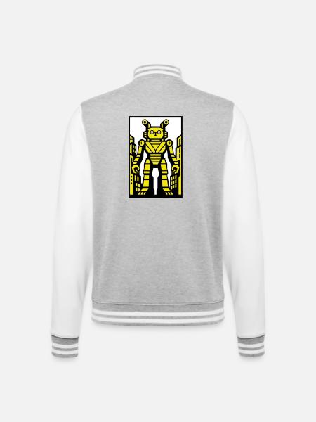 Cat Robot in Stadtlandschaft - College-Sweatjacke - Grau meliert/Weiß