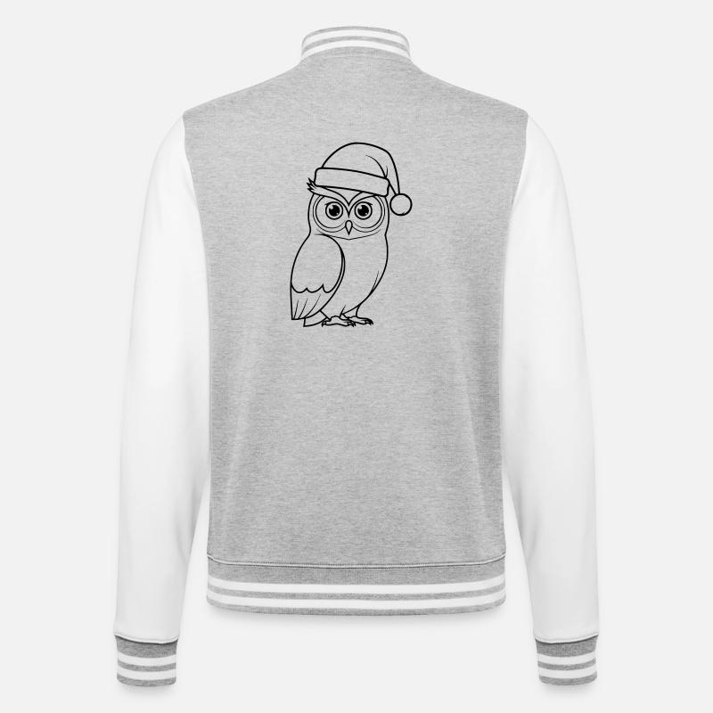 Weihnachts-Eule Cartoon Illustration - College-Sweatjacke - Grau meliert/Weiß