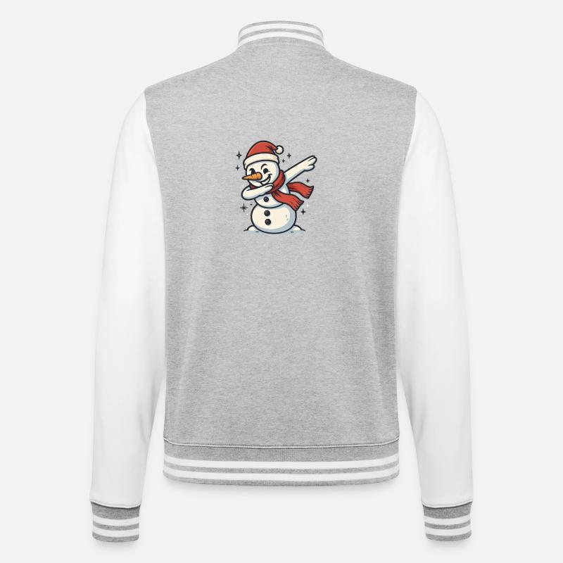 Dabbing Schneemann Dab - College-Sweatjacke - Grau meliert/Weiß