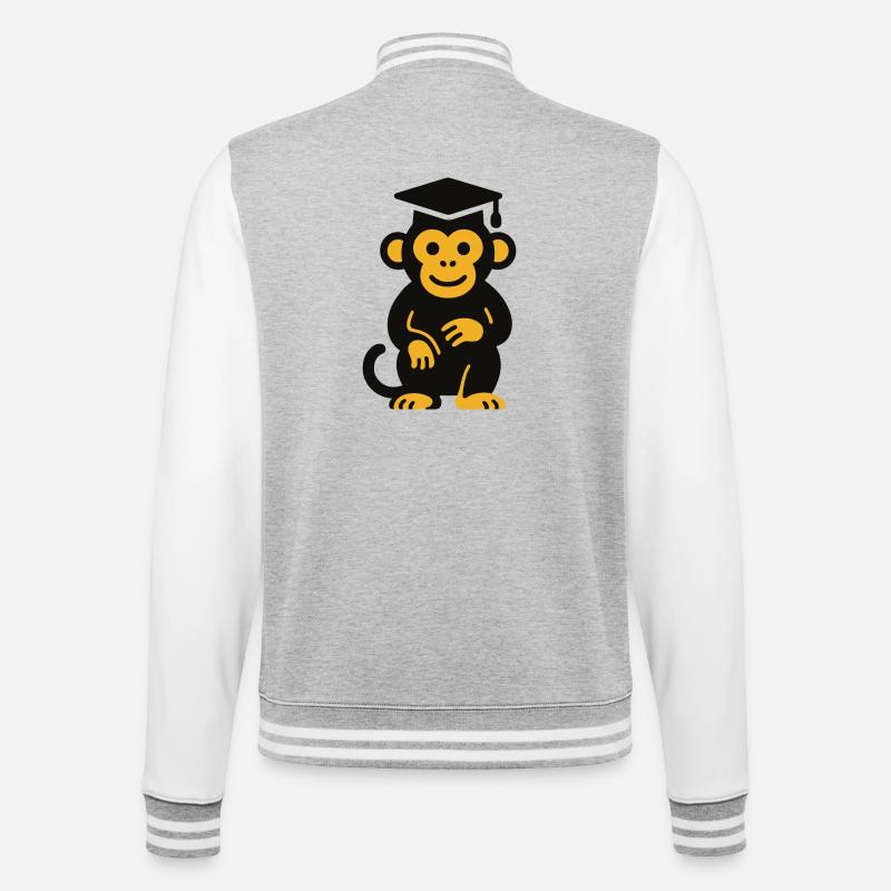 Graduation Monkey Icon Tee - College-Sweatjacke - Grau meliert/Weiß