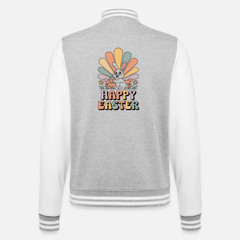 Pastel bunny in Easter rays - College Sweat Jacket - heather grey/white