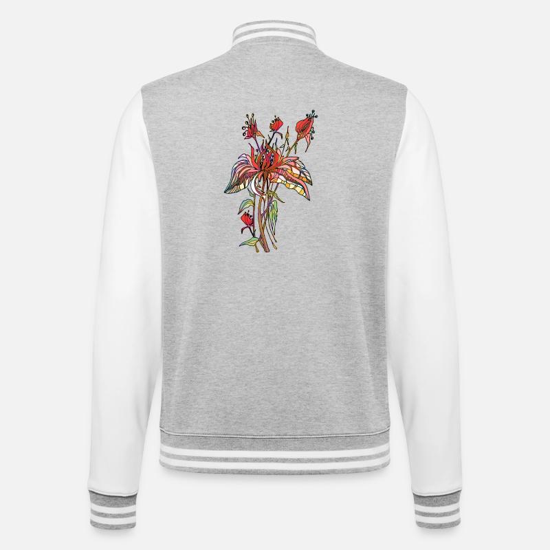 Blumen - College-Sweatjacke - Grau meliert/Weiß