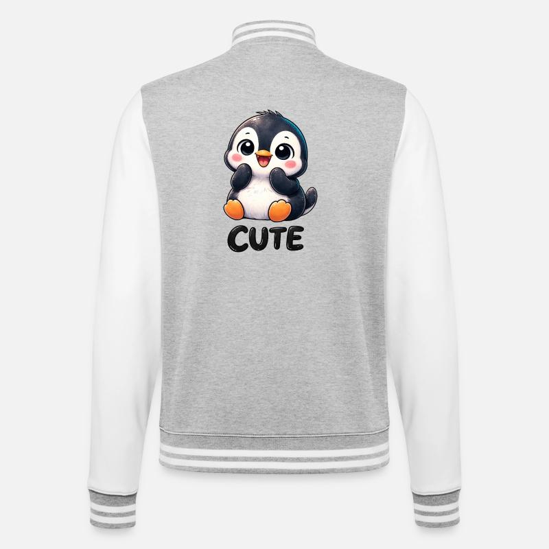 Pingouin chibi mignon timide timide mignon - Veste Teddy - gris chiné / blanc