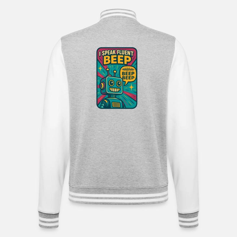 Fließend Beep | Roboter Sci-Fi Nerd - College-Sweatjacke - Grau meliert/Weiß