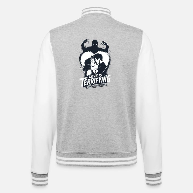 Love Is Terrifying Horror - College-Sweatjacke - Grau meliert/Weiß