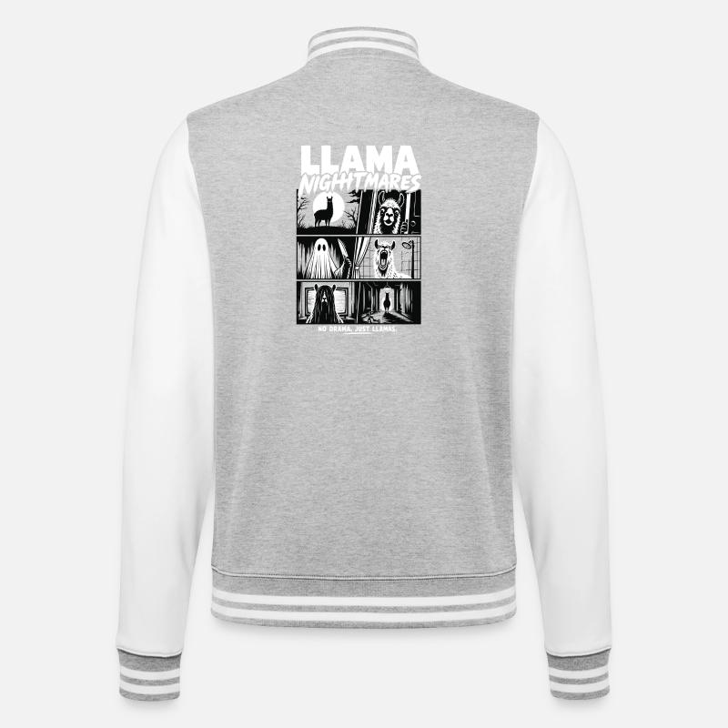Llama Nightmares Horror Comic - College Sweat Jacket - heather grey/white
