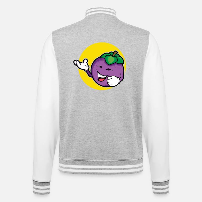 Conception de prune - Veste Teddy - gris chiné / blanc