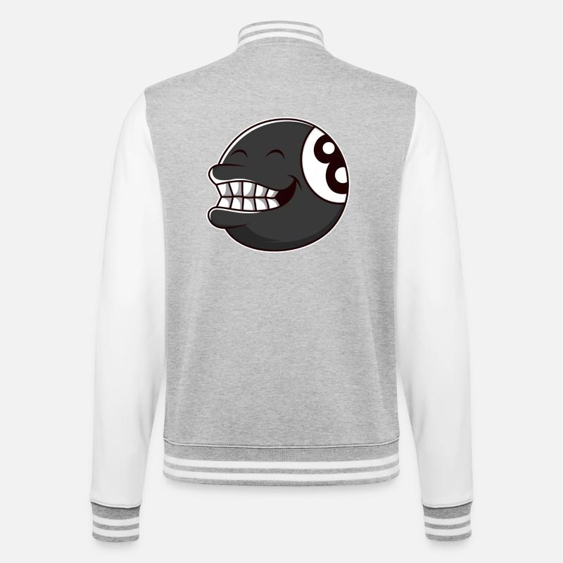 Billardkugel 8 - College-Sweatjacke - Grau meliert/Weiß