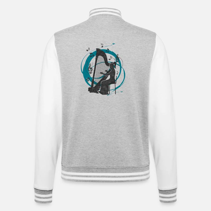 Harfenklänge - College-Sweatjacke - Grau meliert/Weiß
