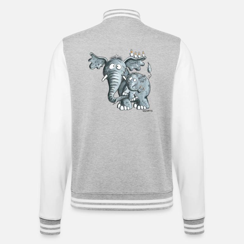 Elephant Mom and Elephant Baby - College Sweat Jacket - heather grey/white