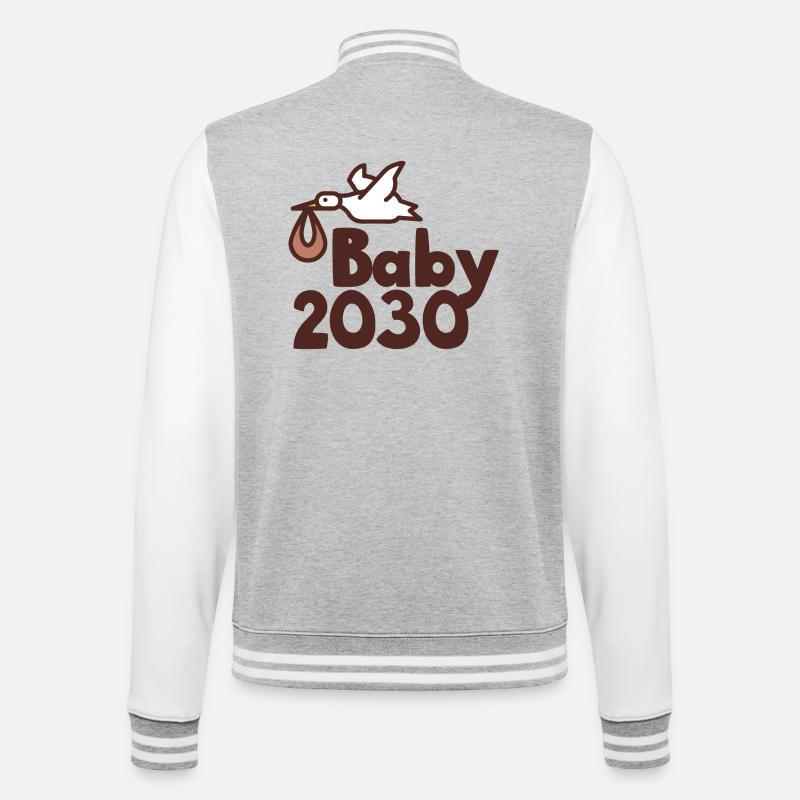Storch Baby 2030 - College-Sweatjacke - Grau meliert/Weiß