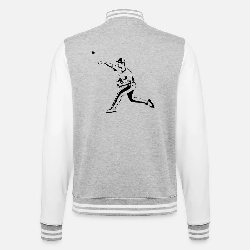 Baseball-Werfer - College-Sweatjacke - Grau meliert/Weiß