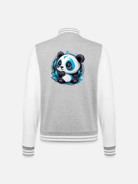 Panda Bear Small and Cute - College Sweat Jacket - heather grey/white