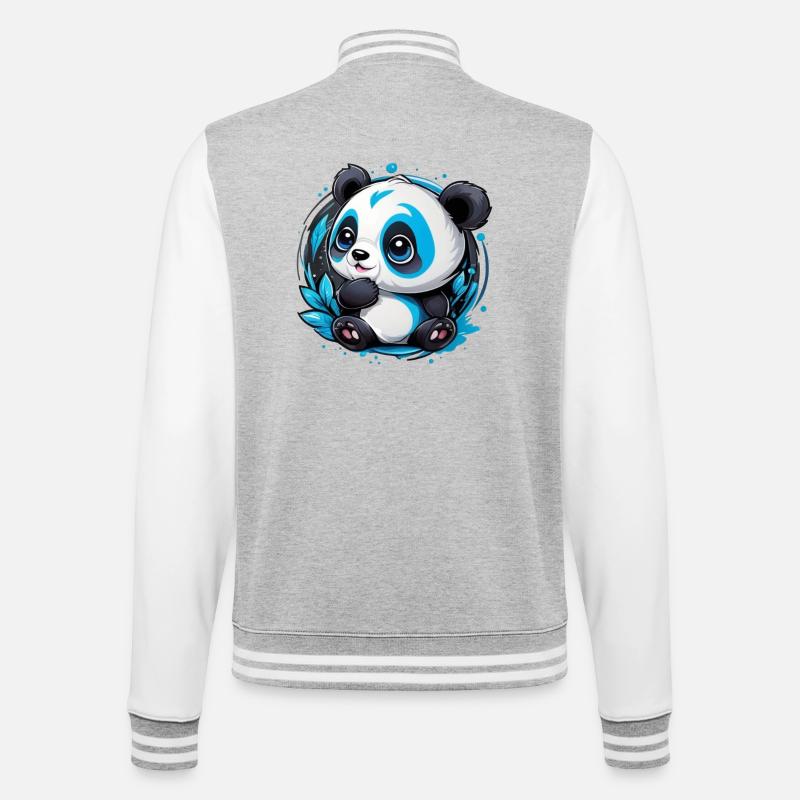Panda Bear Small and Cute - College Sweat Jacket - heather grey/white