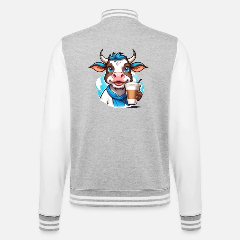 Vache à café - Veste Teddy - gris chiné / blanc