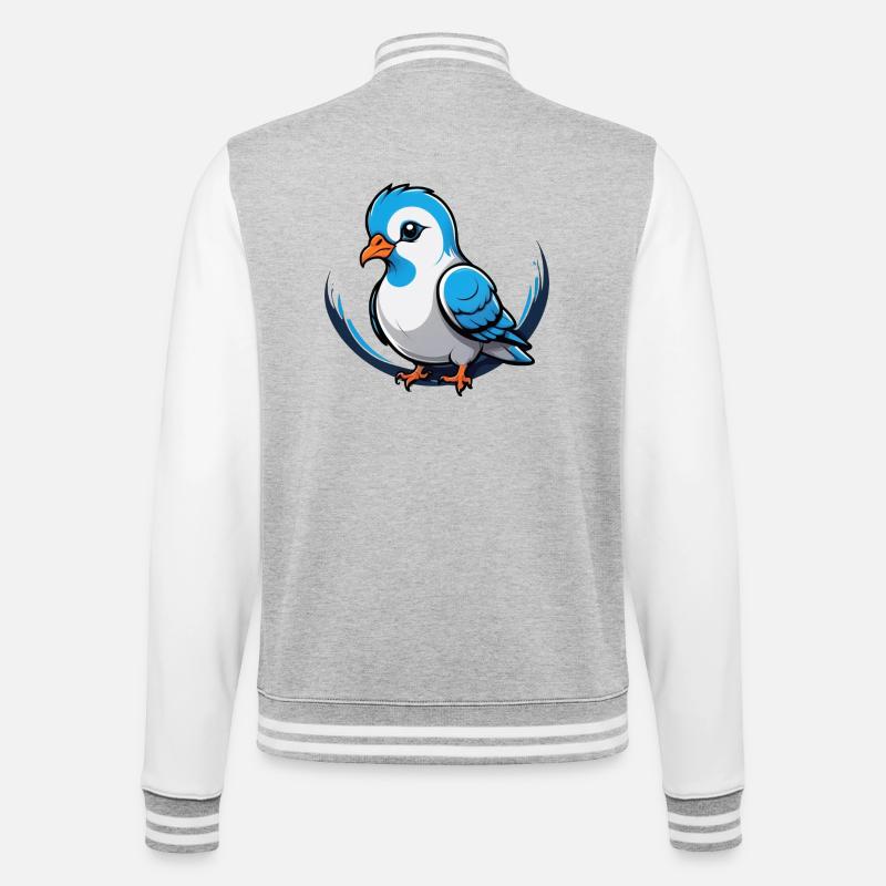 Breloque Petite Colombe - Veste Teddy - gris chiné / blanc