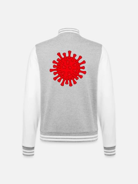 Red Covid molecule illustration - College Sweat Jacket - heather grey/white