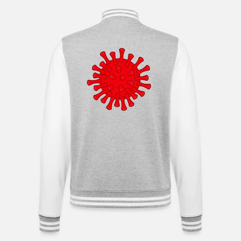 Red Covid molecule illustration - College Sweat Jacket - heather grey/white