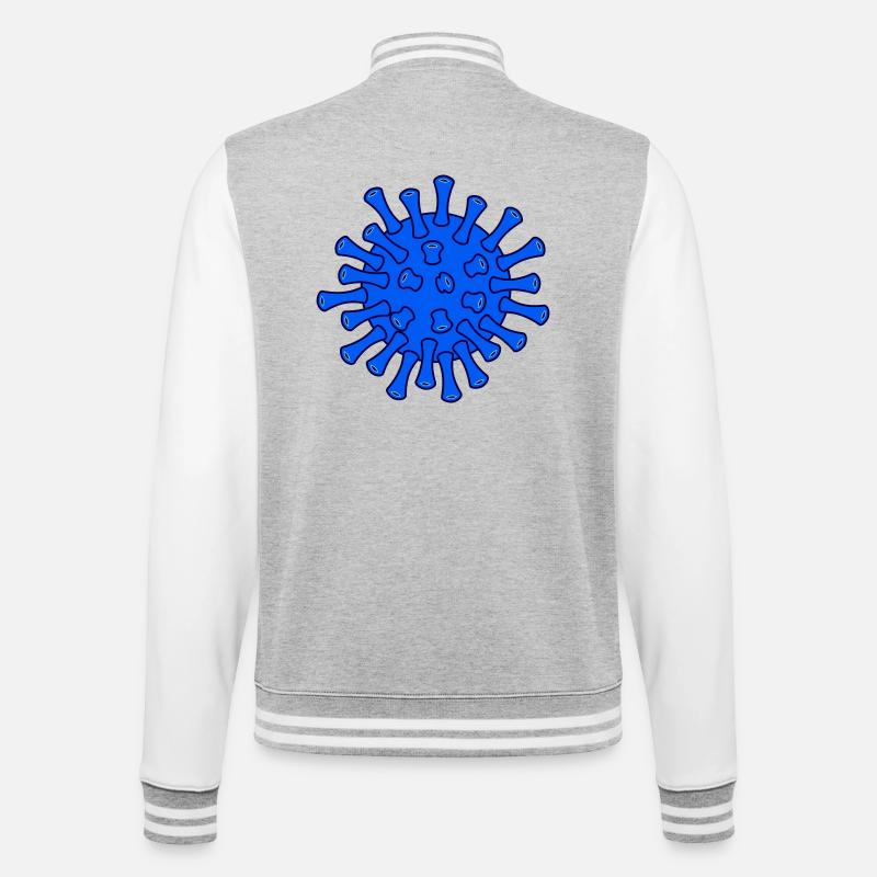 Blue Covid Molecule Illustration - College Sweat Jacket - heather grey/white