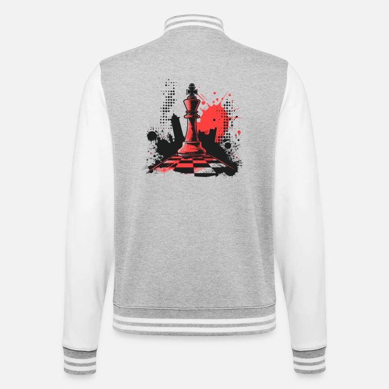 Pièces d’échecs Graffiti - Veste Teddy - gris chiné / blanc