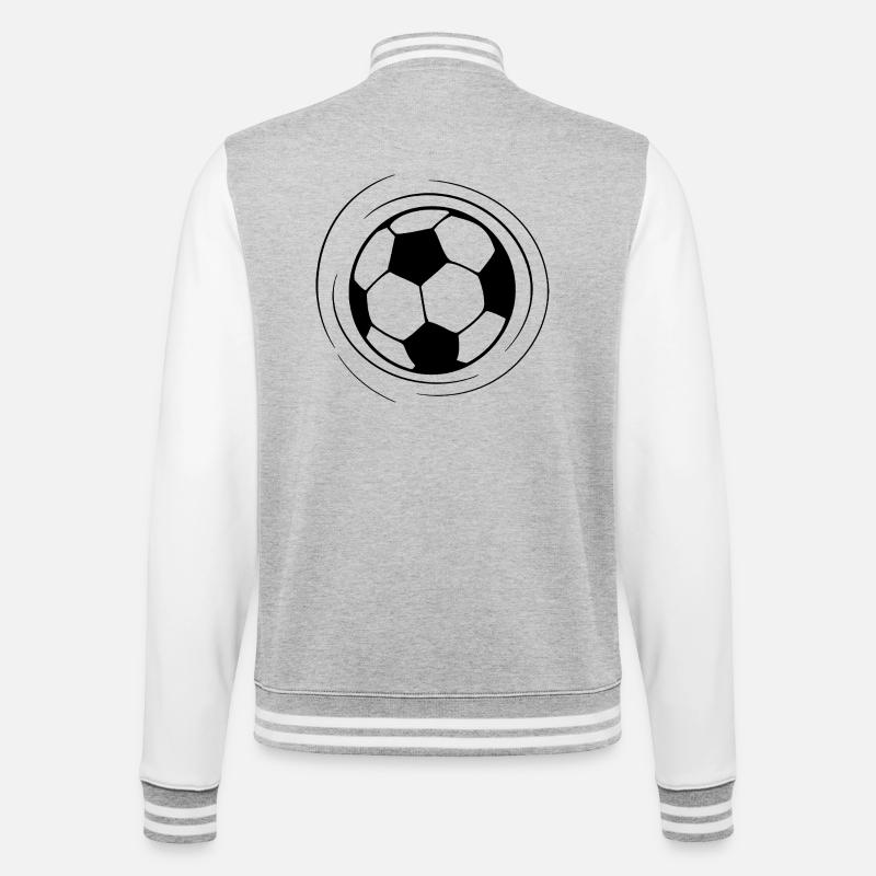 Fußball Line Art - College-Sweatjacke - Grau meliert/Weiß