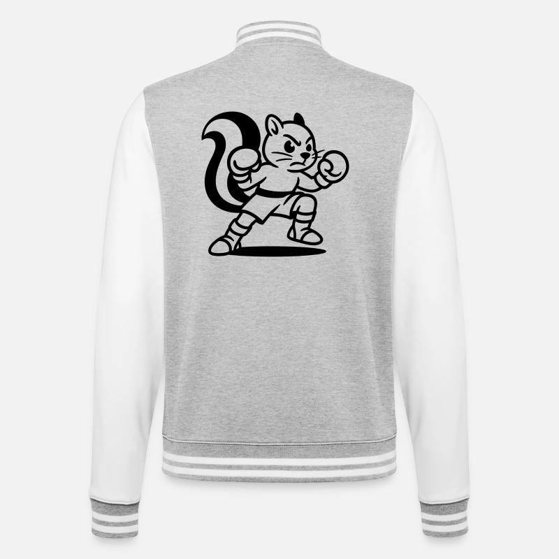 Boxer Squirrel - College Sweat Jacket - heather grey/white