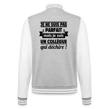 Collègue Qui Déchire Humour Travail - Veste Teddy - gris chiné / blanc - Dos - Marisol (170cm)