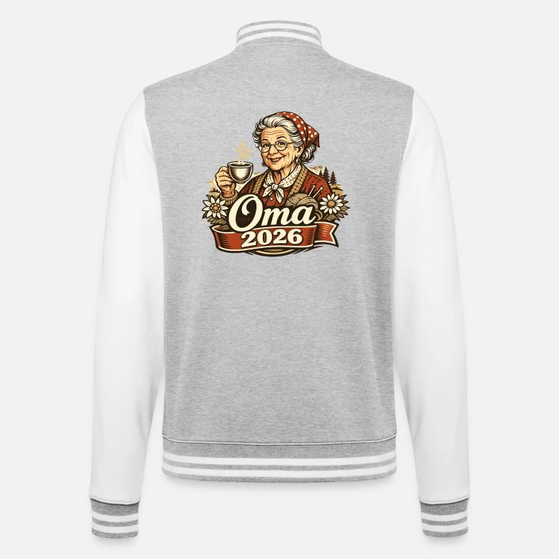 Oma 2026 Loading Geschenk Enkelkind  - College-Sweatjacke - Grau meliert/Weiß
